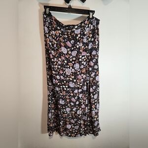 Tahari Black Maxi Skirt with Floral Design